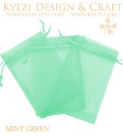 150 Pcs Mint Green 3x4 Sheer Drawstring Organza Bags Jewelry Pouches Wedding Party Favor Gift Bags Gift Bags Candy Bags [Kyezi Design and Craft]