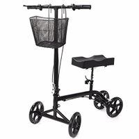 XtremepowerUS Knee Walker Foldable Knee Scooter Broken Foot Injuries Medical Leg Supporter Dual Braking System, Black