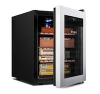 MOSMAT Cigar Humidor Cooler - Freestanding Humidor -Stainless -Touch Control 3 Cedar Wood Trays Humidifier and Hygrometer 33 litres Capacity Display cabinets Holds 300 Cigars