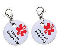Please Speak Up and Hard of Hearing Medical ID Bracelet Charm-Parent (Stainless Steel),XX19