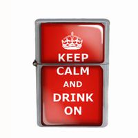 Wind Proof Dual Torch Refillable Lighter Keep Calm and Drink On Design-007