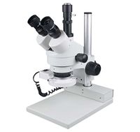 Radical 200mm Working Distance 3-45x Zoom Stereo PCB Welding Mobile Watch Repair Microscope with Camera Port and C Mount Circular LED Light