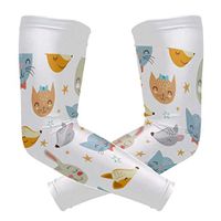 LEVEIS Cartoon Fox Printing Arm Sleeves UV Protection for Men Women Sunblock Protective Gloves Running Golf Cycling Driving Long Arm Cover 1 Pair