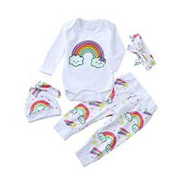 kaiCran 4Pcs Toddler Baby Rainbow Outfit Sets,Cotton Clothes for Boy and Girls (White, 80)
