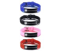 VNOX 4 Color Pack-DNR Medical Alert ID Silicone Rubber Stainless Steel Adjustable Bracelet for Adult Child