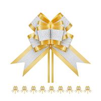 PACKHOME 10 Extra Large Gift Bows, 7.5 inches, Pull Ribbons and Bows for Gifts, Gift Wrap Bows for Decorating Presents Gold