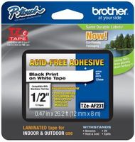 2/Pack Genuine Brother 1/2" (12mm) Black on White Acid Free Adhesive TZe P-touch Tape for Brother PT-2700, PT2700 Label Maker
