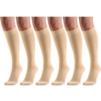 30-40 mmHg Compression Stockings for Men and Women, Knee High Length, Closed Toe Beige 2X-Large (6 Pairs)