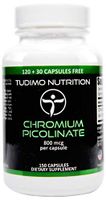 Chromium Picolinate 800mcg 150 pcs (4+ Month Supply) of Rapidly Disintegrating Capsules, Each with 800 mcg of Premium Quality Chromium Picolinate Powder, by TUDIMO