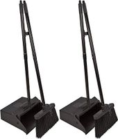 Carlisle 36141503 Duo-Pan Dustpan & Lobby Broom Combo, 3 Foot Overall Height, Black - 2 Pack