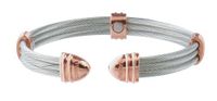 Sabona 27870 Classic Cable Stainless/Rose Gold Magnetic Bracelet, Large
