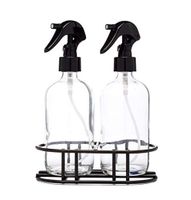 Apothecary Glass Mist Spray Bottle with Black Mist Nozzle Set w/Stand