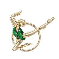 Enamel Gymnastics Dancing Girls Brooch Collar Suit Scarf Accessories Jewelry Party Woman Jewerly Design Style Women Styling Accessory Stylish | Color - Green