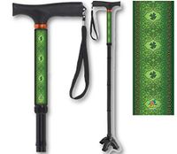 Folding Walking Cane Gel Soft Handle Footed Quad Cane Tip Adjustable Celtic Lace Irish BFunkyMobility
