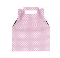 12CT (1 Dozen) Large Biodegradable Kraft/Craft Favor Treat Gable Boxes (Large, Polka Dot Light Pink)