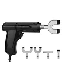 Electric Spine Massager, Chiropractic Correction Tool Electric Spine Adjusting Massager Gun with Four Massage Heads, for Adjust Vertebration and Thoracic, Scoliosis (Black)