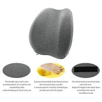 Mastery Mart Comfort Memory Foam Lumbar Support Back Cushion, Orthopedic Design for Lower Back Pain Relief, Ideal Firmness Pillow with Elastic Strap, for Chair, Car Seat (Gray)