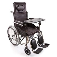 XINGZHE Sturdy Wheelchair, Folding Portable Driving with handbrake, Seated Multi-Function semi-Lying Type with Table Board for Adults, 24-inch Rear Wheel Transport Chair (Color : Brown)