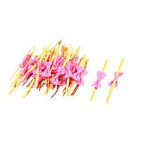 uxcell Dots Print Gift Bowknot Decor Candy Cookie Bag Wrapping Rope Twist Tie 40pcs Fuchsia