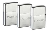Personalized Set of 3 Zippo Lighters with Free Engraving in Helvetica Font
