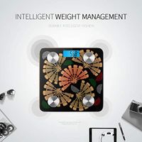 LYAOE Bluetooth Body Fat Scale Group Stylized Wooden Japanese Fans Smart Wireless Scale with LCD Display Measuring Body Weight Bmi and Health Digital Scale