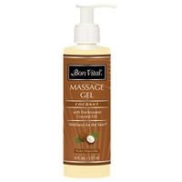 Bon Vital' Coconut Massage Gel Made with 100% Pure Fractionated Coconut Oil, Great for at-Home Use in Relaxing Back Massages & Neck Massages, Moisturizes Skin Without Clogging Pores, 8 Ounce Pump