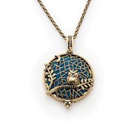 Fuller Joy Premium Owl Aromatherapy Essential Oil Diffuser Antiqued Necklace Locket Pendant with Chain, Bronze