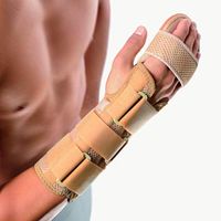 Bort 133300 Soft Hand Splint Brace Finger Support Carpal Tunnel Night Wrist Splint Immobilizer Finger Wrist Fracture Tendinitis Sprain Medical Grade, Germany (Beige, Medium, Left 6.7" – 7.5" inches)