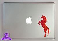 Overly Attached Decals Rearing Unicorn Specialty Vinyl Decal Sized to Fit A 13" Laptop - Red Metal Flake