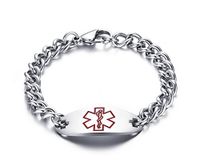 Mealguet Jewelry Free Custom Engraving-Stainless Steel Medical Alert ID Identification Bracelets, 8.2 Inches