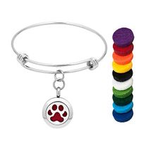 LoEnMe Jewelry Aromatherapy Essential Oil Diffuser Bracelet Dog Paw Puppy Cat Pet Bangle