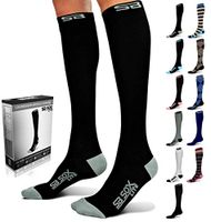 SB SOX Lite Compression Socks (15-20mmHg) for Men & Women - BEST Stockings for Running, Medical, Athletic, Edema, Diabetic, Varicose Veins, Travel, Pregnancy, Shin Splints, Nursing. (Black/Gray, L/XL)