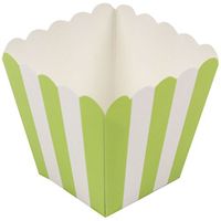 JAM PAPER Popcorn Box - 3 x 3 - Lime Green Striped - 10/Pack