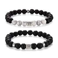 Softones 12 Constellations Lava Rock Aromatherapy Anxiety Essential Oil Diffuser Bracelet for Men Women，Friendship Couple Distance Beads Bracelet Set Gifts