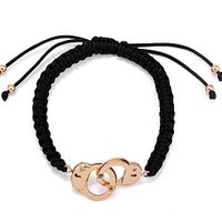 Lover Handmade Braided Rope Wristband Gold Tone Mini Handcuff Charm Bracelet Popular Cute Stylish Bracelets Fashion Charms Accesories Cheap Best Bangle