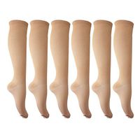 Knee High Compression Stockings Support 15-20mmHg Opaque Maternity Pregnancy Compression Socks Ankle & Arch Support (Beige S/M)