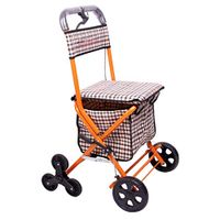 Walkers Old Man Shopping Cart Folding Can Sit On The Elderly Trolley Travel Shopping Cart with Seat Wheel Gift (Color : Orange, Size : 915748cm)