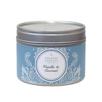 Shearer Candles Vanilla and Coconut Small Scented Silver Tin Candle - White by Shearer Candles