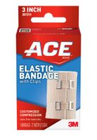 ACE 3 Inch Elastic Bandage with Clips, Beige, Great for Elbow, Ankle, Knee and More, Ideal for Sports, Wash and Reuse