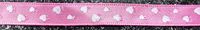 Pink Satin Ribbon with White Glitter Hearts - 3 Yards