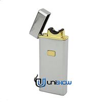 Unishow ® Ultra Slim Single Arc USB Rechargeable Flameless Windproof Electronic Cigarette Metal Lighter in Gift Box (Silver)