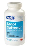 RUGBY Stool Softener Laxative 100MG SGEL DOCUSATE SODIUM-100 MG Orange 1000 SOFTGELS UPC 305361062101