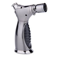 YF Refillable Triple Butane Torch Windproof Lighter - Adjustable Flame Control - Jet Flame Cigar Lighter with Gift Box (Silver)