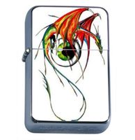 Dragon Eyeball Fantasy Tattoo Windproof Refillable Flip Top Oil Lighter with Tin Gift Box D-139