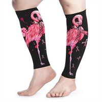 Cute Flamingo Pink Ribbon Breast Cancer Awareness Calf Compression Sleeves - Leg Compression Socks for Men & Women for Shin Splint & Calf Pain Relief