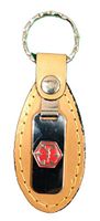 Emerg Alert Medical Alert Emergency ID Leather Tab Keychain - "See Wallet Card"