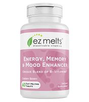 EZ Melts Energy Memory & Mood Enhancer, Methylated B-Complex, Sublingual Vitamins, Vegan, Zero Sugar, Natural Cherry Flavor, 60 Fast Dissolve Tablets