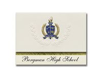 Signature Announcements Bergman High School (Harrison, AR) Graduation Announcements, Presidential style, Basic package of 25 with Gold & Blue Metallic Foil seal