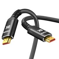 8K HDMI Cable 2.1 10FT/3M 48Gbps, Snowkids 48Gbps High Speed 3D 8K60 4K120 144Hz Braided HDMI Cord eARC HDR10 HDCP 2.2&2.3 Compatible with Roku TV/PS5/HDTV/Blu-ray Black
