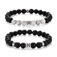 Softones 12 Constellations Lava Rock Aromatherapy Anxiety Essential Oil Diffuser Bracelet for Men Women，Friendship Couple Distance Beads Bracelet Set Gifts